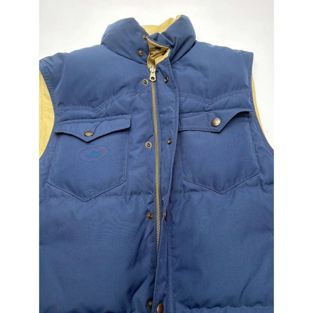 90s Polo Ralph Lauren Reversible Down Puffer Vest Navy Blue Tan Khaki Mens Large
